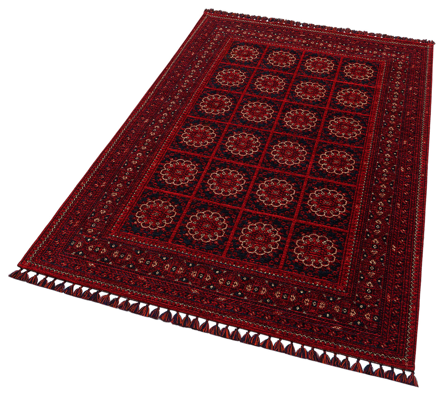 Nostalgic Afghan Yagcibedir Patterned Antiallergic Washable Non-Slip Fine Woven Red Carpet