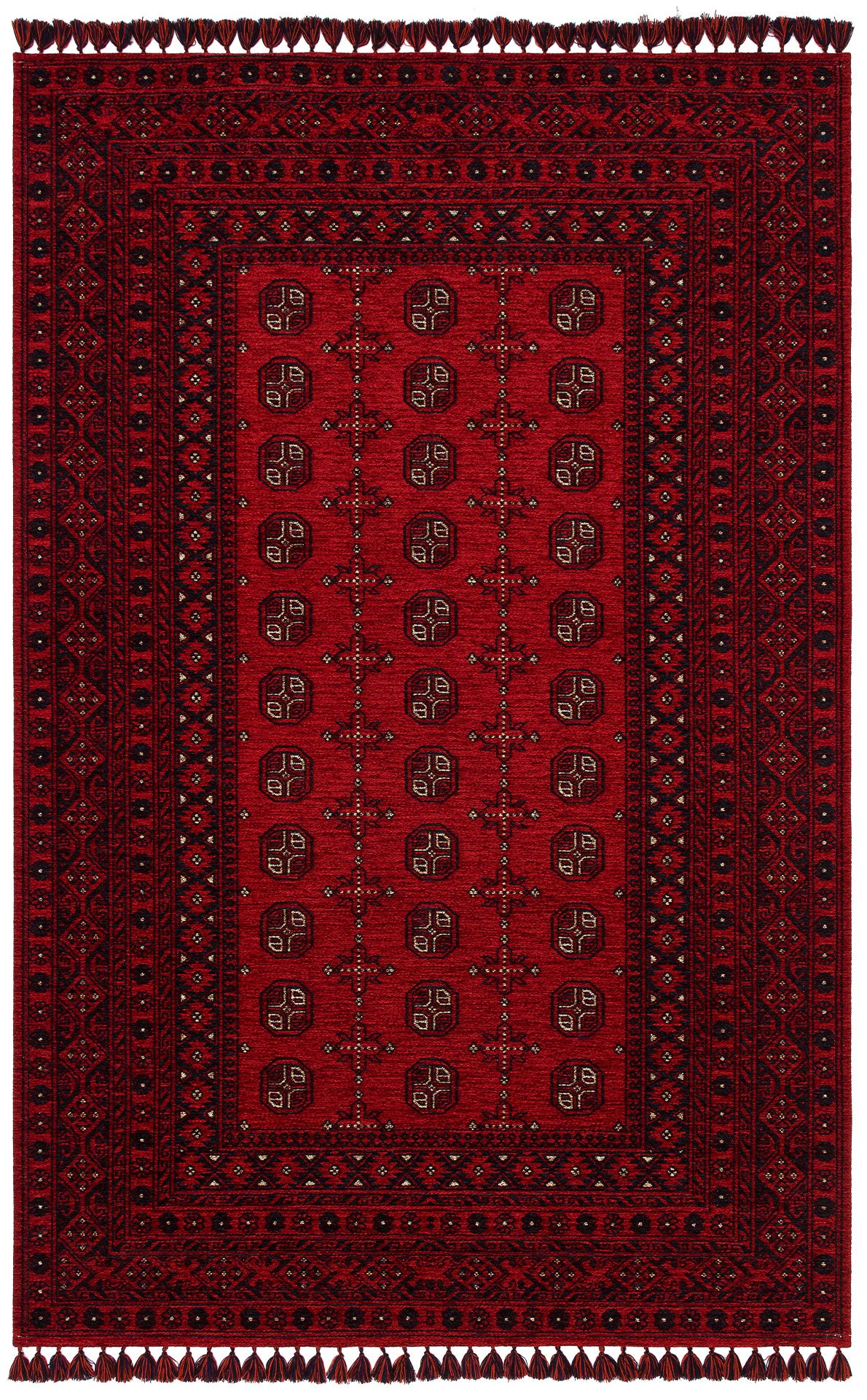 Nostalgic Afghan Yagcibedir Patterned Antiallergic Washable Non-Slip Fine Woven Red Carpet