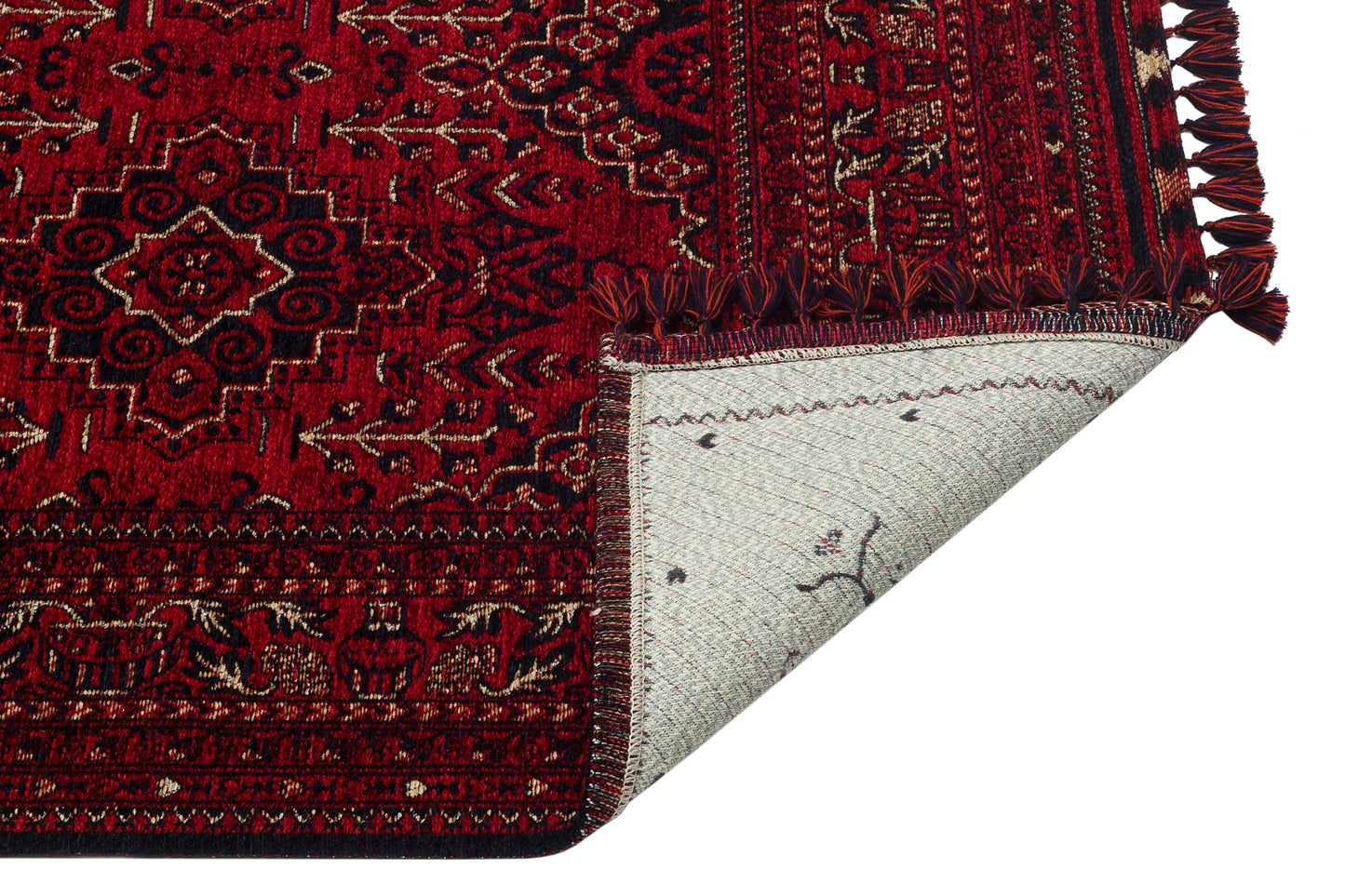 Nostalgic Afghan Yagcibedir Patterned Antiallergic Washable Non-Slip Fine Woven Red Carpet