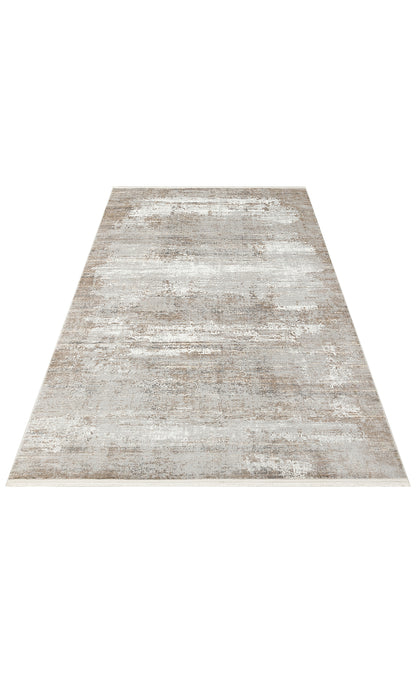 Durable, Long-Lasting Stylish Cream Gray Living Room Kitchen Hallway Carpet Made with Acrylic and Polyester