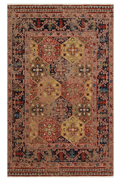 Nostalgia Anatolian Antique Patterned Washable Non-Slip Based Water Repellent Ethnic Red Rug