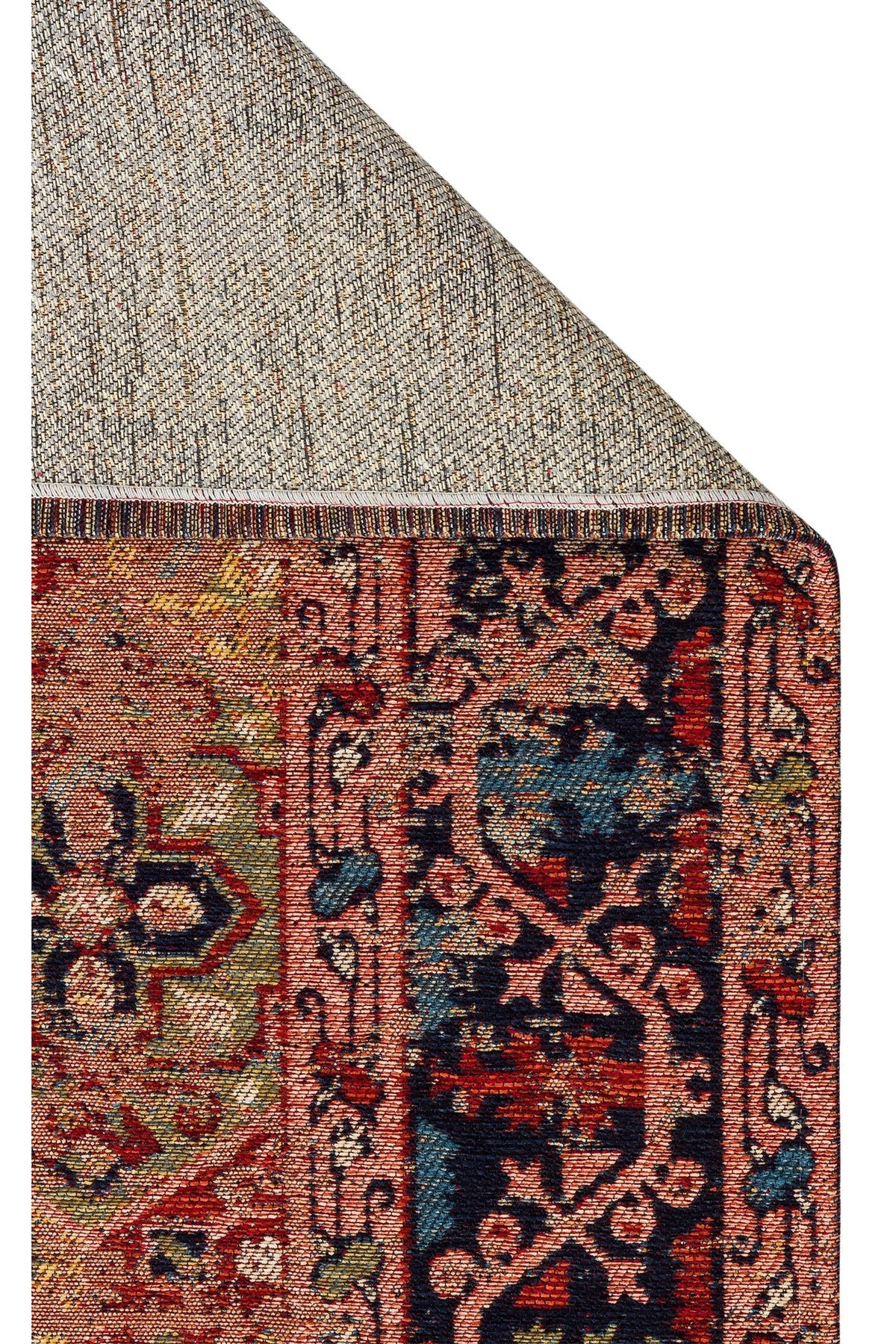 Nostalgia Anatolian Antique Patterned Washable Non-Slip Based Water Repellent Ethnic Red Rug