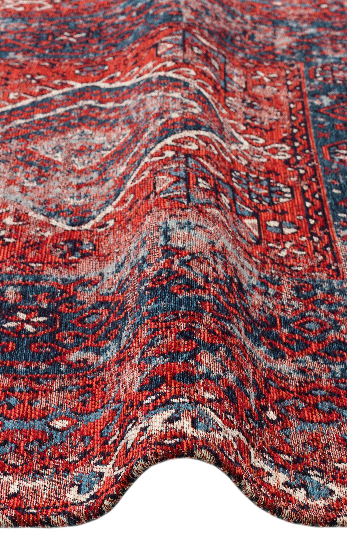 Nostalgia Anatolian Antique Patterned Washable Non-Slip Based Water Repellent Ethnic Red Rug