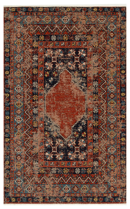 Nostalgia Anatolian Antique Patterned Washable Non-Slip Based Water Repellent Ethnic Red Rug