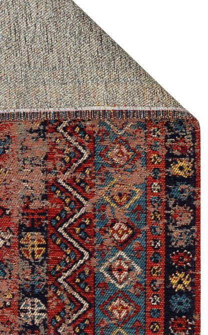 Nostalgia Anatolian Antique Patterned Washable Non-Slip Based Water Repellent Ethnic Red Rug