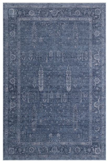 Antik Pers Vintage Klasik Lacivert Hayat Ağacı Desenli Retro Polyester Modern Otantik Salon Halısı