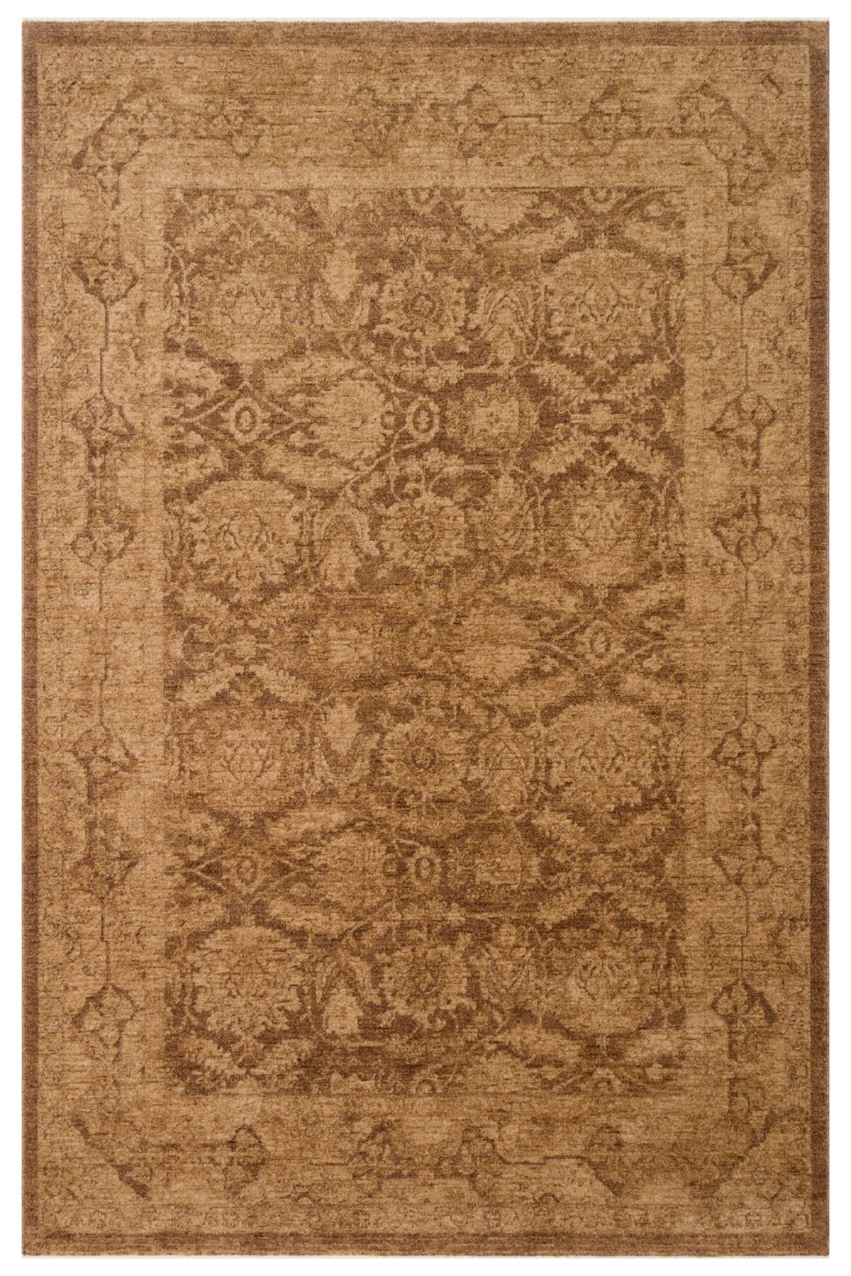 Antik Pers Vintage Bej Etnik Desenli Polyester Otantik Koridor Mutfak Yatak Odası Salon Halısı