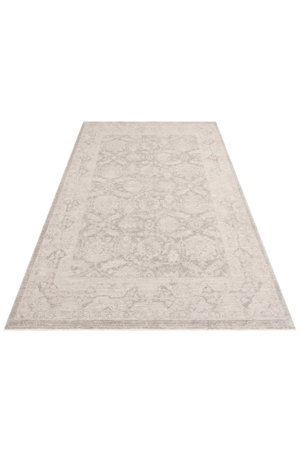 Antik Pers Vintage Klasik Gri Etnik Motifli Retro Polyester Modern Desenli Otantik Salon Halısı