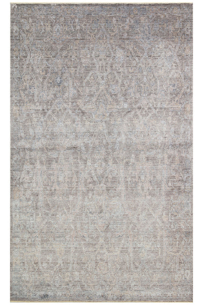 Atlas Serisi Halı Antrasit Bronze Uşak Desen Saçaklı Lyocell Dokulu Özel Tezgah Salon Halısı