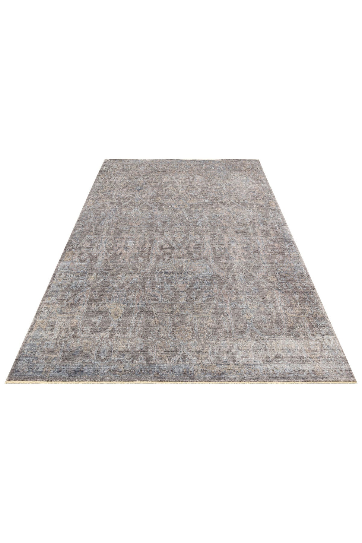 Atlas Serisi Halı Antrasit Bronze Uşak Desen Saçaklı Lyocell Dokulu Özel Tezgah Salon Halısı