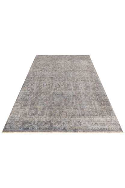 Atlas Serisi Halı Antrasit Bronze Uşak Desen Saçaklı Lyocell Dokulu Özel Tezgah Salon Halısı