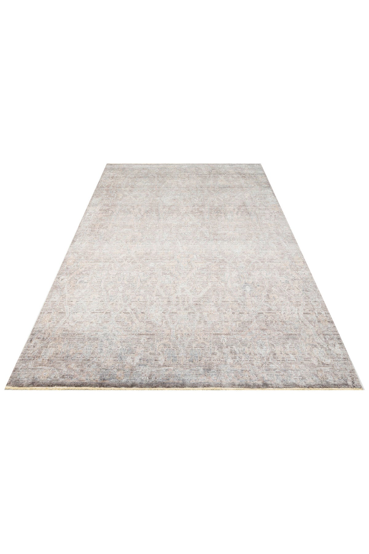 Atlas Serisi Halı Antrasit Bronze Uşak Desen Saçaklı Lyocell Dokulu Özel Tezgah Salon Halısı