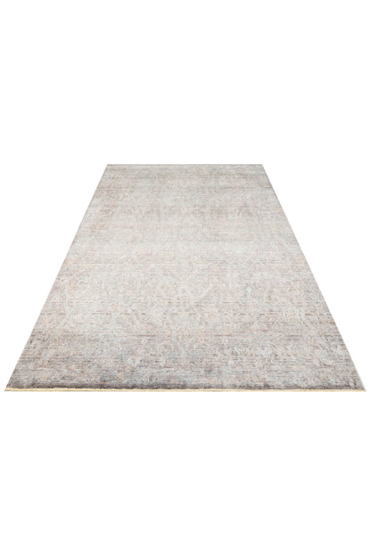 Atlas Serisi Halı Antrasit Bronze Uşak Desen Saçaklı Lyocell Dokulu Özel Tezgah Salon Halısı