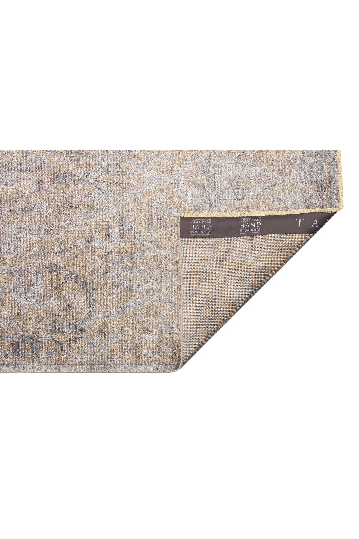 Atlas Serisi Halı Bej Etnik Uşak Desen Saçaklı Lyocell Dokulu Özel Tezgah Salon Halısı