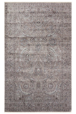 Atlas Series Carpet, Beige Grey, Uşak Pattern, Fringed, Lyocell Textured, Special Loom-Made Living Room Carpet