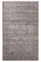 Atlas Series Carpet, Beige Grey, Uşak Pattern, Fringed, Lyocell Textured, Special Loom-Made Living Room Carpet