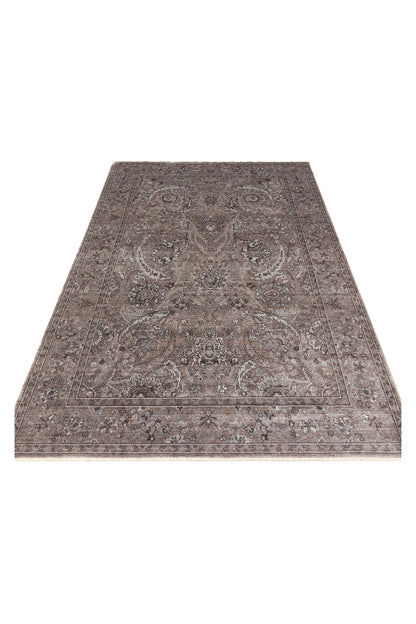 Atlas Serisi Halı Bej Gri Uşak Desen Saçaklı Lyocell Dokulu Özel Tezgah Salon Halısı