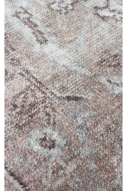 Atlas Serisi Halı Bej Gri Uşak Desen Saçaklı Lyocell Dokulu Özel Tezgah Salon Halısı