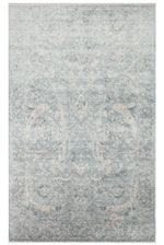 Atlas Series Carpet, Beige, Blue, Uşak Pattern, Fringed, Lyocell Textured, Special Loom-Made Living Room Carpet