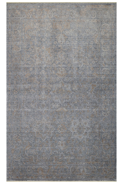 Atlas Serisi Halı Gri Bronze Uşak Desen Saçaklı Lyocell Dokulu Özel Tezgah Salon Halısı