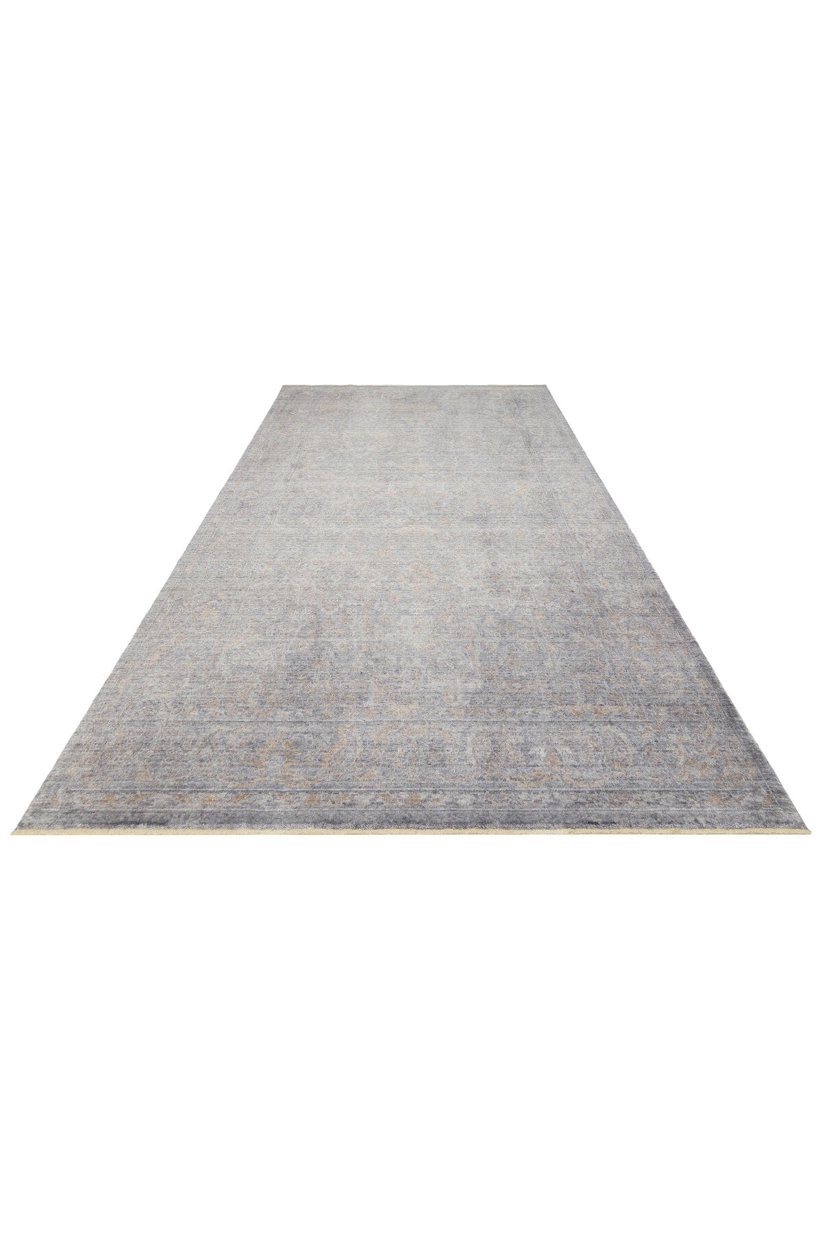 Atlas Serisi Halı Gri Bronze Uşak Desen Saçaklı Lyocell Dokulu Özel Tezgah Salon Halısı