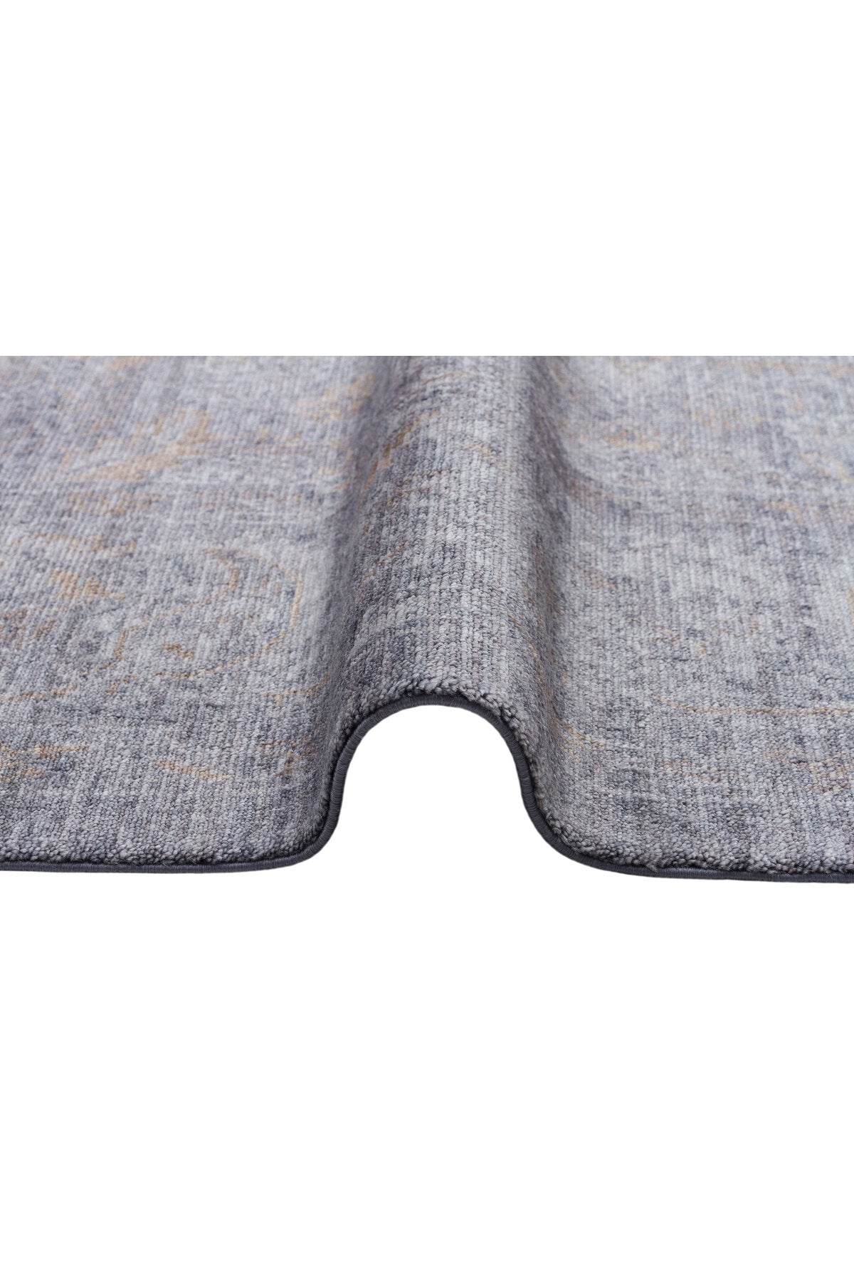 Atlas Series Rug, Grey Bronze, Uşak Pattern, Fringed, Lyocell Textured, Special Loom-Made Living Room Rug
