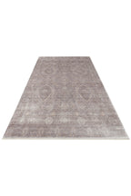 Atlas Series Rug, Grey, Uşak Pattern, Fringed, Lyocell Textured, Special Loom-Made Living Room Rug