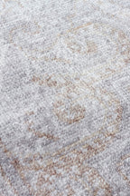 Atlas Series Rug, Grey, Uşak Pattern, Fringed, Lyocell Textured, Special Loom-Made Living Room Rug