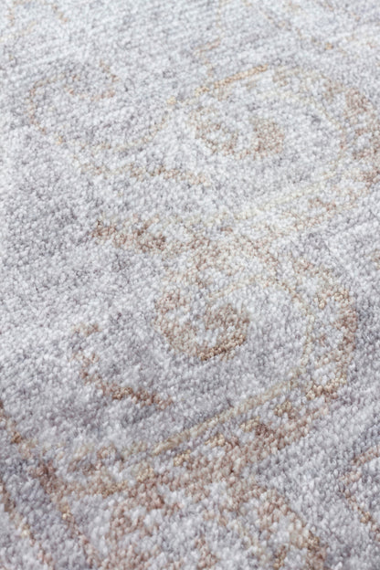 Atlas Serisi Halı Gri Uşak Desen Saçaklı Lyocell Dokulu Özel Tezgah Salon Halısı