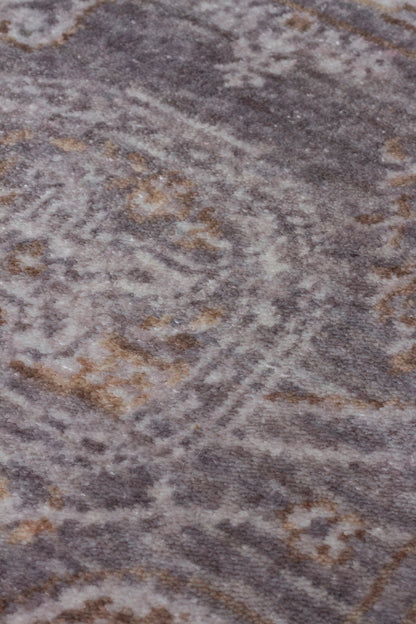 Atlas Serisi Halı Gri Uşak Desen Saçaklı Lyocell Dokulu Özel Tezgah Salon Halısı