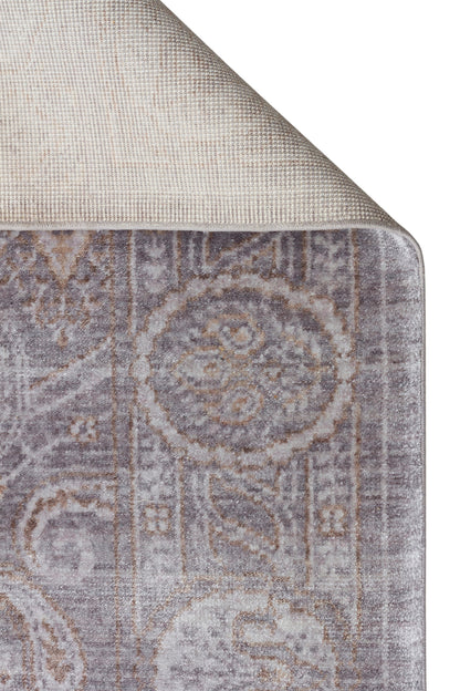 Atlas Serisi Halı Gri Uşak Desen Saçaklı Lyocell Dokulu Özel Tezgah Salon Halısı