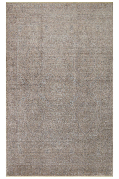 Atlas Serisi Halı Koyu Bej Uşak Desen Saçaklı Lyocell Dokulu Özel Tezgah Salon Halısı