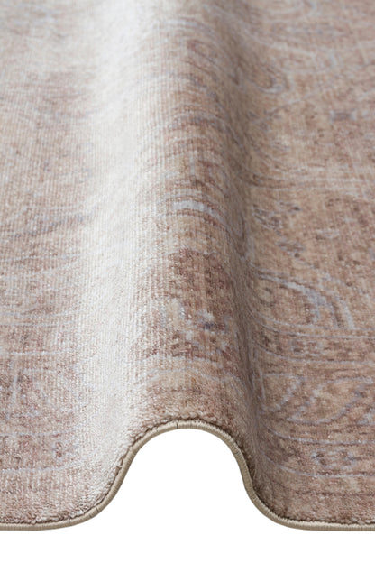 Atlas Serisi Halı Koyu Bej Uşak Desen Saçaklı Lyocell Dokulu Özel Tezgah Salon Halısı