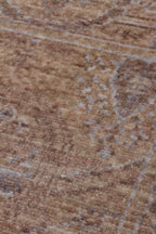 Atlas Series Carpet, Dark Beige, Uşak Pattern, Fringed, Lyocell Textured, Special Loom-Made Living Room Carpet