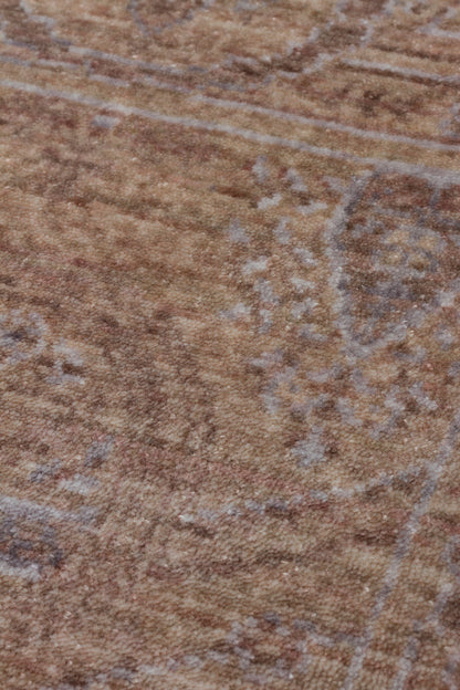 Atlas Serisi Halı Koyu Bej Uşak Desen Saçaklı Lyocell Dokulu Özel Tezgah Salon Halısı