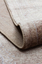 Atlas Series Carpet, Dark Beige, Uşak Pattern, Fringed, Lyocell Textured, Special Loom-Made Living Room Carpet
