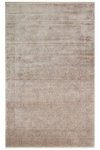 Atlas Series Carpet, Dark Beige, Uşak Pattern, Fringed, Lyocell Textured, Special Loom-Made Living Room Carpet