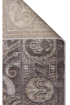 Atlas Series Carpet Dark Grey Uşak Pattern Fringed Lyocell Textured Special Loom Living Room Carpet