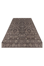 Atlas Series Carpet Dark Grey Uşak Pattern Fringed Lyocell Textured Special Loom Living Room Carpet
