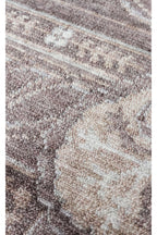 Atlas Series Carpet Dark Grey Uşak Pattern Fringed Lyocell Textured Special Loom Living Room Carpet