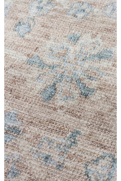 Atlas Serisi Halı Vizon Mavi Uşak Desen Saçaklı Lyocell Dokulu Özel Tezgah Salon Halısı