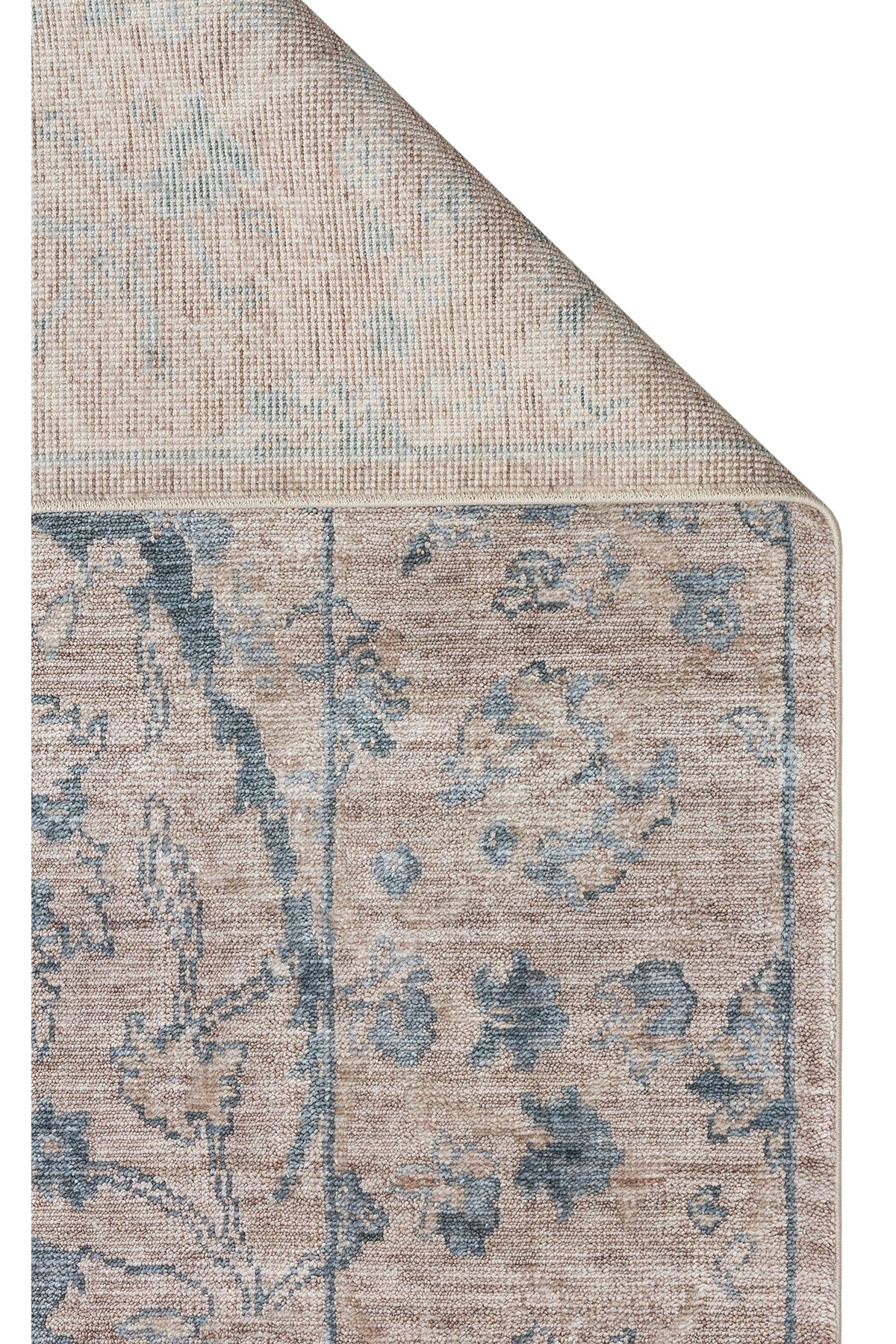 Atlas Series Carpet, Mink Blue, Uşak Pattern, Fringed, Lyocell Textured, Special Loom-Made Living Room Carpet