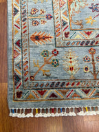 Sultani Anadolu Desenli Vintage Açık Yeşil Geleneksel El Dokuma Halı Dekoratif Yün Salon Halısı - Çok Renkli