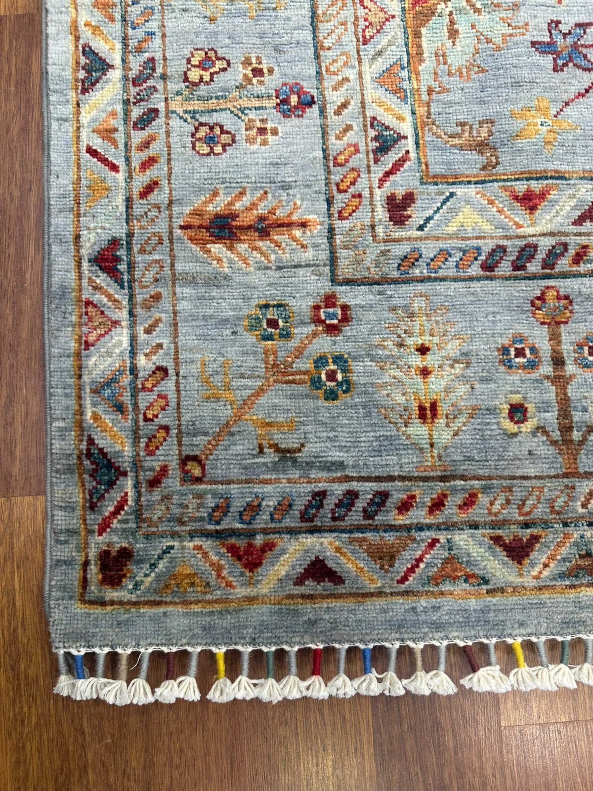 Sultani Anadolu Desenli Vintage Açık Yeşil Geleneksel El Dokuma Halı Dekoratif Yün Salon Halısı - Çok Renkli