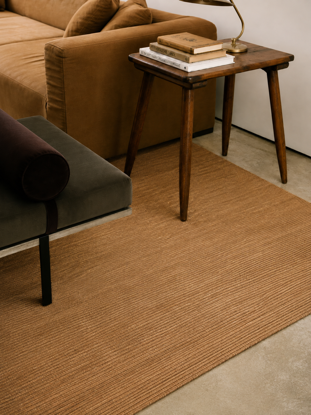 Siena Terra Hand-Woven Living Room Rug, Meticulously Crafted with Natural Bamboo and Wool Blend