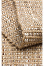 Doha Jüt & Polyester Bej Rengi Kilim | Çift Taraflı Modern Flatweave Halı, Saçaklı Doğal Tasarım