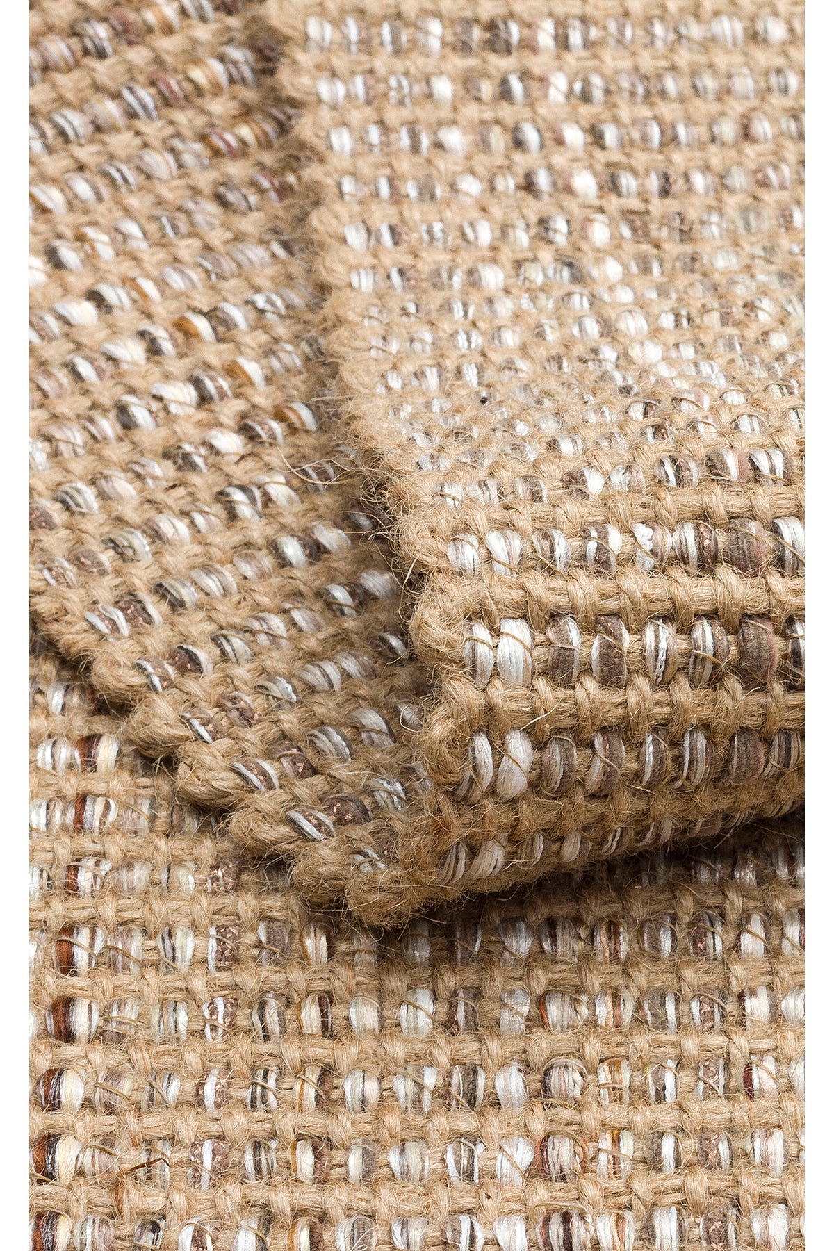 Doha Jüt & Polyester Bej Rengi Kilim | Çift Taraflı Modern Flatweave Halı, Saçaklı Doğal Tasarım