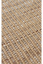 Doha Jüt & Polyester Bej Rengi Kilim | Çift Taraflı Modern Flatweave Halı, Saçaklı Doğal Tasarım