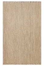 Doha Jüt & Polyester Bej Rengi Kilim | Çift Taraflı Modern Flatweave Halı, Saçaklı Doğal Tasarım