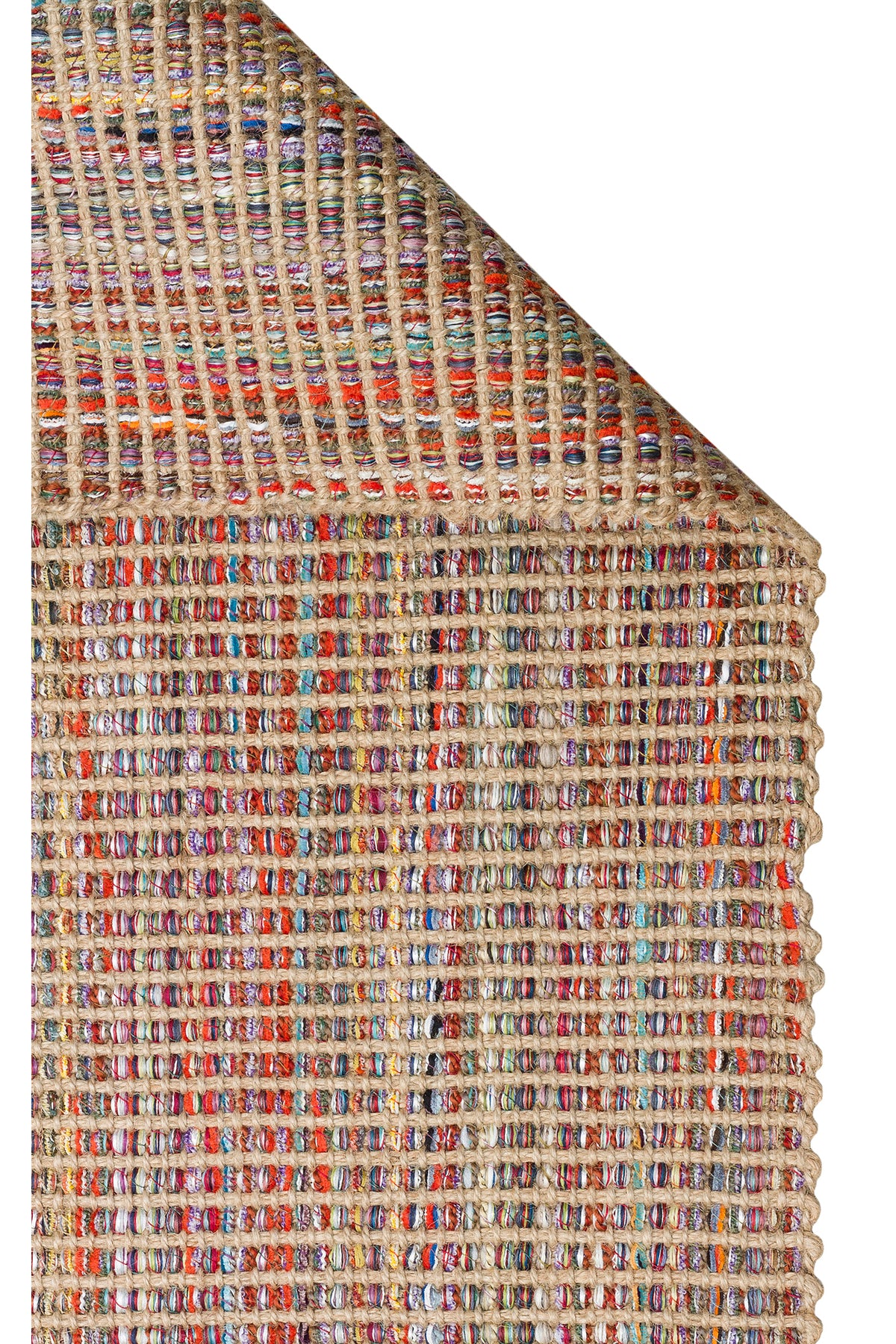 Doha Jüt & Polyester Çok Renkli Kilim | Çift Taraflı Modern Flatweave Halı, Saçaklı Doğal Tasarım